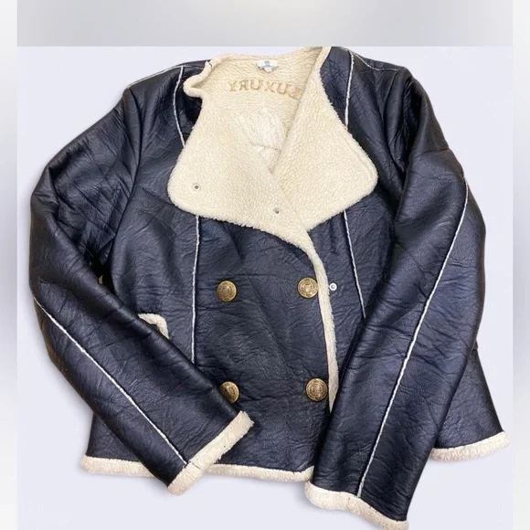 Luxurious GIL SANTUCCI studs faux shearling jacket M ptp 18.5 - Picture 5 of 10